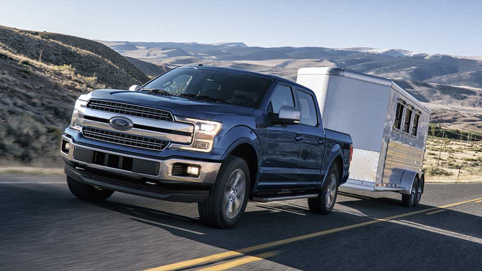 The 2018 Ford F-150 towing a trailer