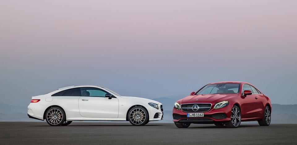 The two Mercedes-Benz E-Class coupes