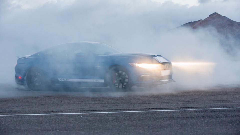The 2017 Shelby Super Snake churning up some smoke