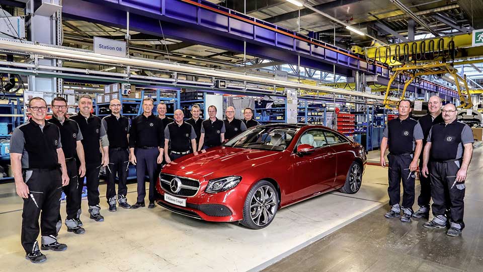 The crew at the Bremen plant producing the all-new Mercedes-Benz E-Class Coupe