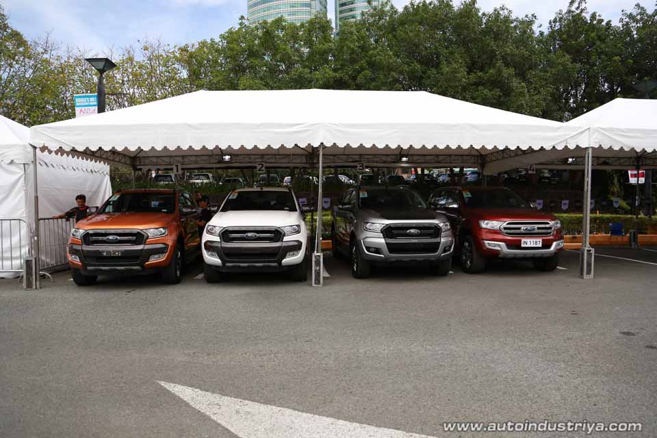 The Ford Rangers and Everests available for test driving at the Island Conquest