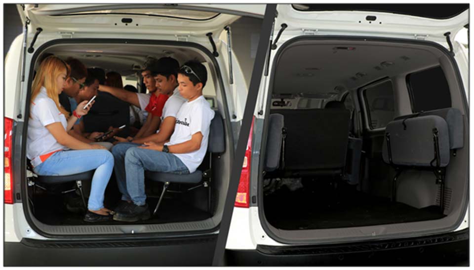 The 15-seat arrangement inside the Grand Starex Super Express