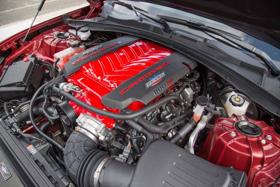 The supercharged LT1 V8 in the Yenko Camaro