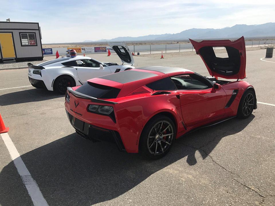 The two Callaway C7 Corvettes with the AeroWagen package