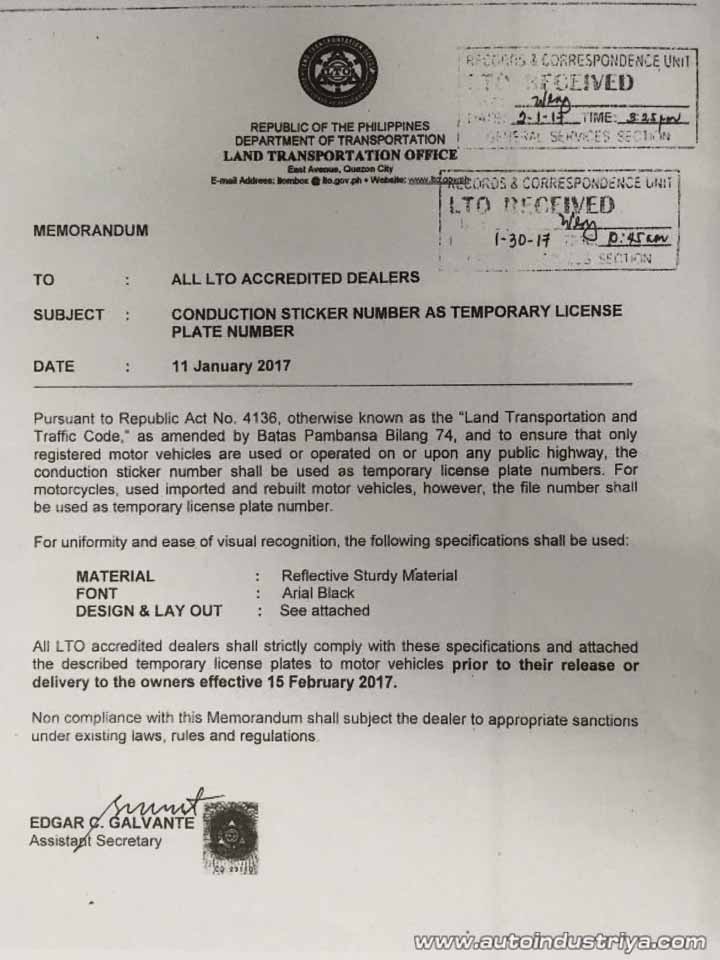 LTO issues official specs for conduction sticker-based temporary plates