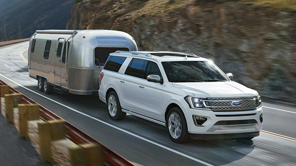 The 2018 Ford Expedition towing a motor home