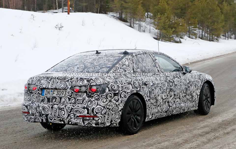 Rear quarter of the all-new Audi A6 in prototype form