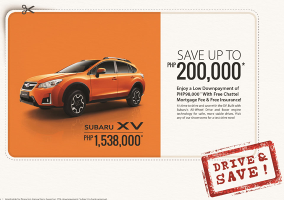 Subaru Philippines launches Drive and Save promo for the XV