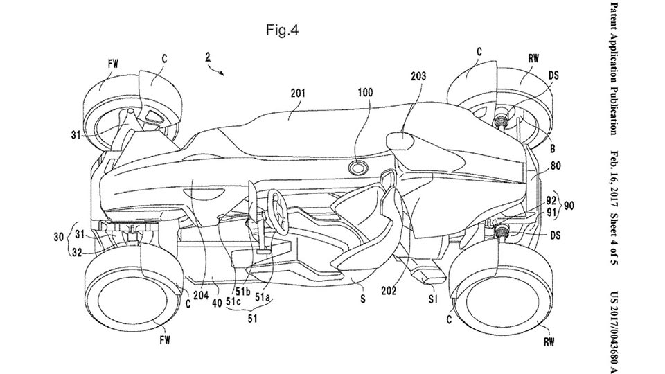 The patent image on the supposedly production Honda 2&4