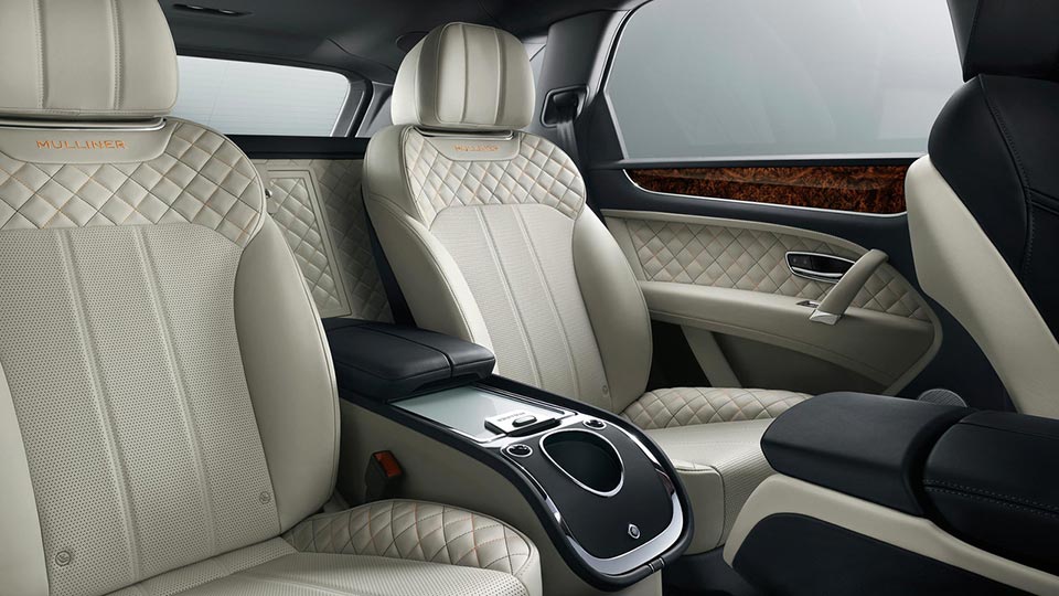 The plush seating on the 2018 Bentley Bentayga Mulliner