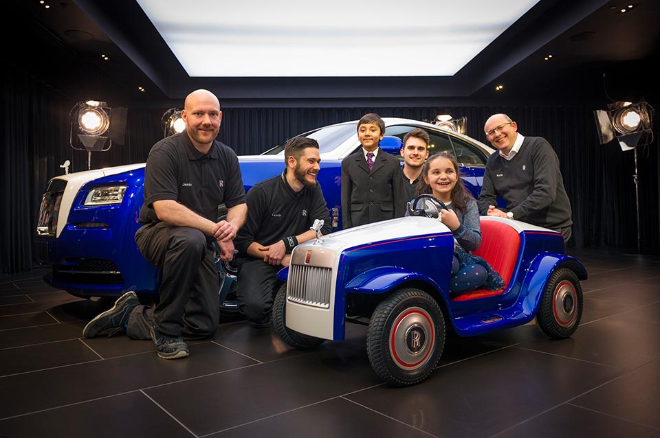 The Rolls-Royce SHR with the designers and the kids