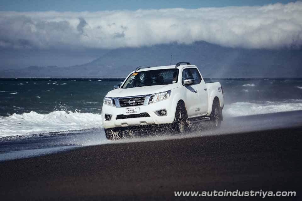 The Nissan Navara having some fun at the beach