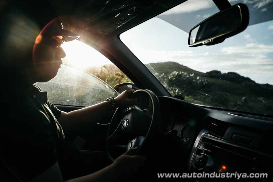 Driving just as the sun set with the Nissan Navara