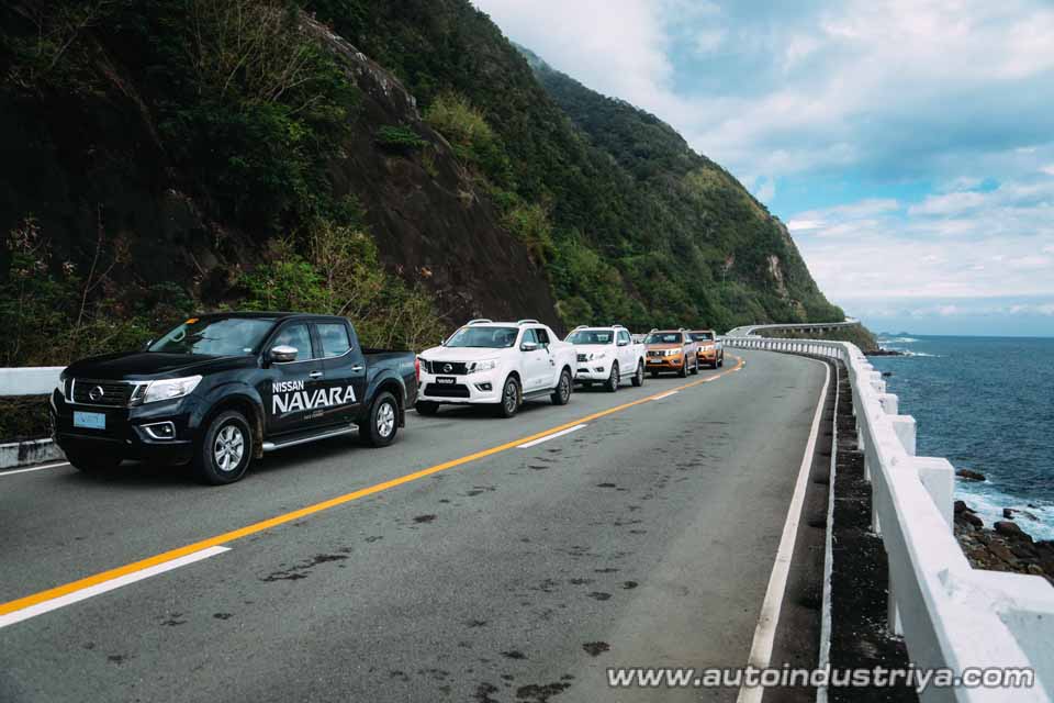 The Nissan Navaras along the famous Patapat Viaduct