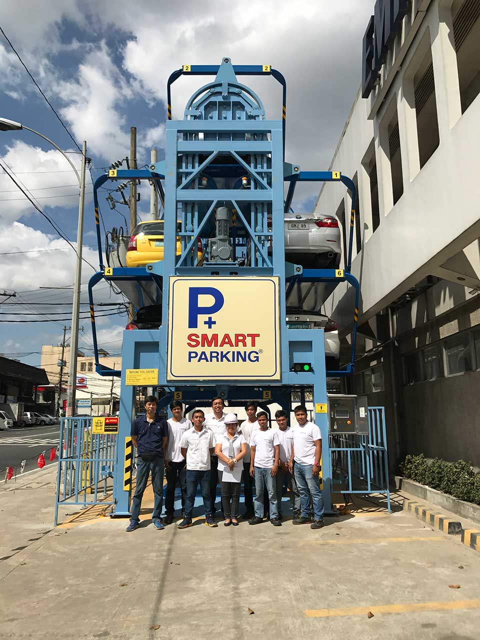 The Emicor team with the new rotary parking system