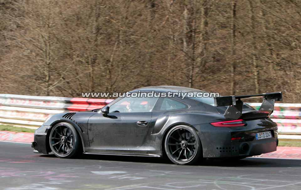 Rear quarter of the Porsche 911 GT2 RS at the Nurburgring