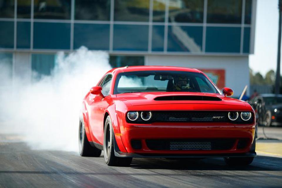 The 2018 Dodge Challenger SRT Demon out in the drag strip