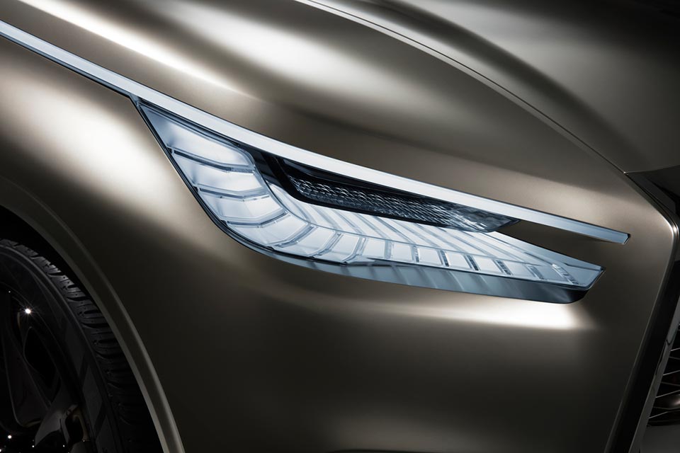 Up close with the Infiniti QX80 Monograph's headlights