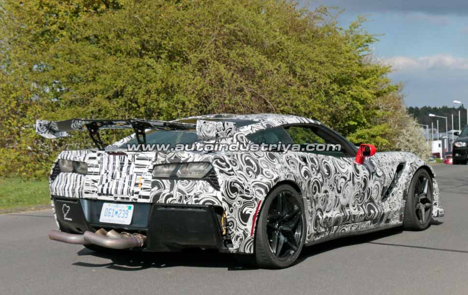 The rear side-facing exhaust on the new Corvette ZR1 prototype