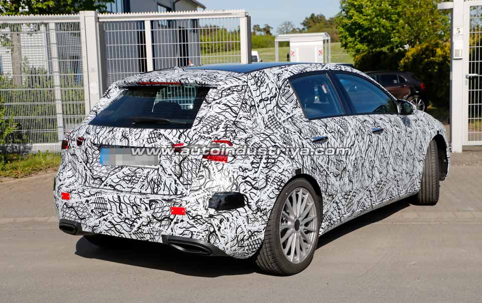 Rear quarter of the 2018 Mercedes-Benz A-Class prototype