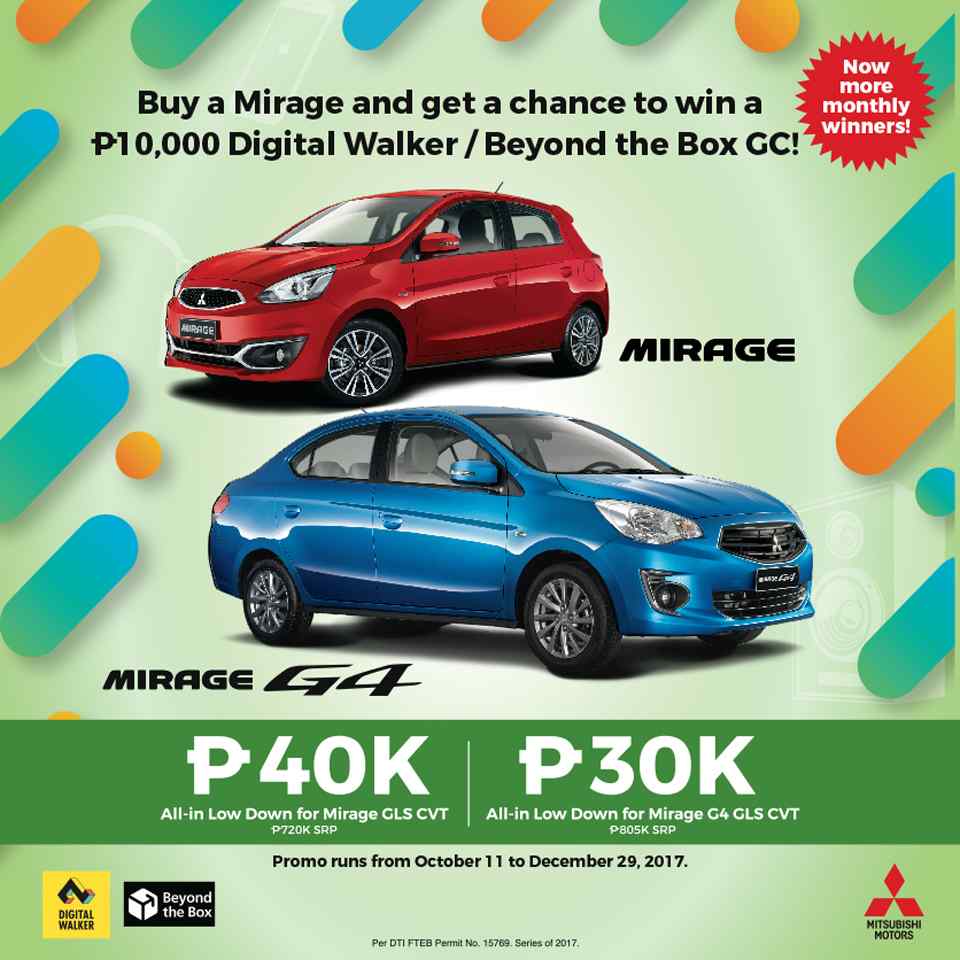 Win Digital Walker gift certs when buying a Mitsubishi Mirage