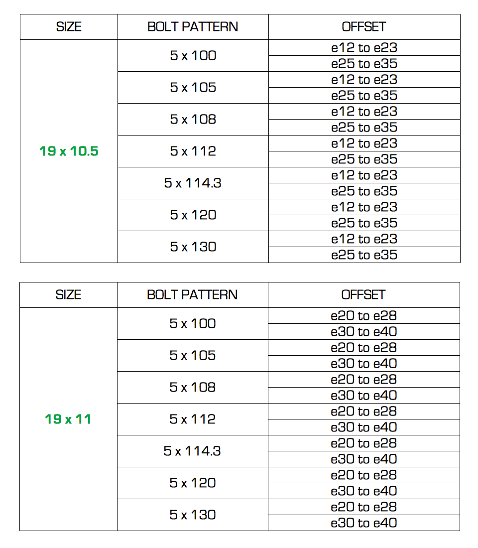 Garagiste Sizes