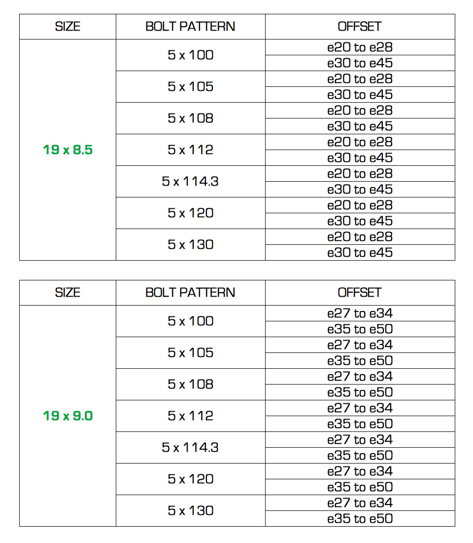 Garagiste Sizes