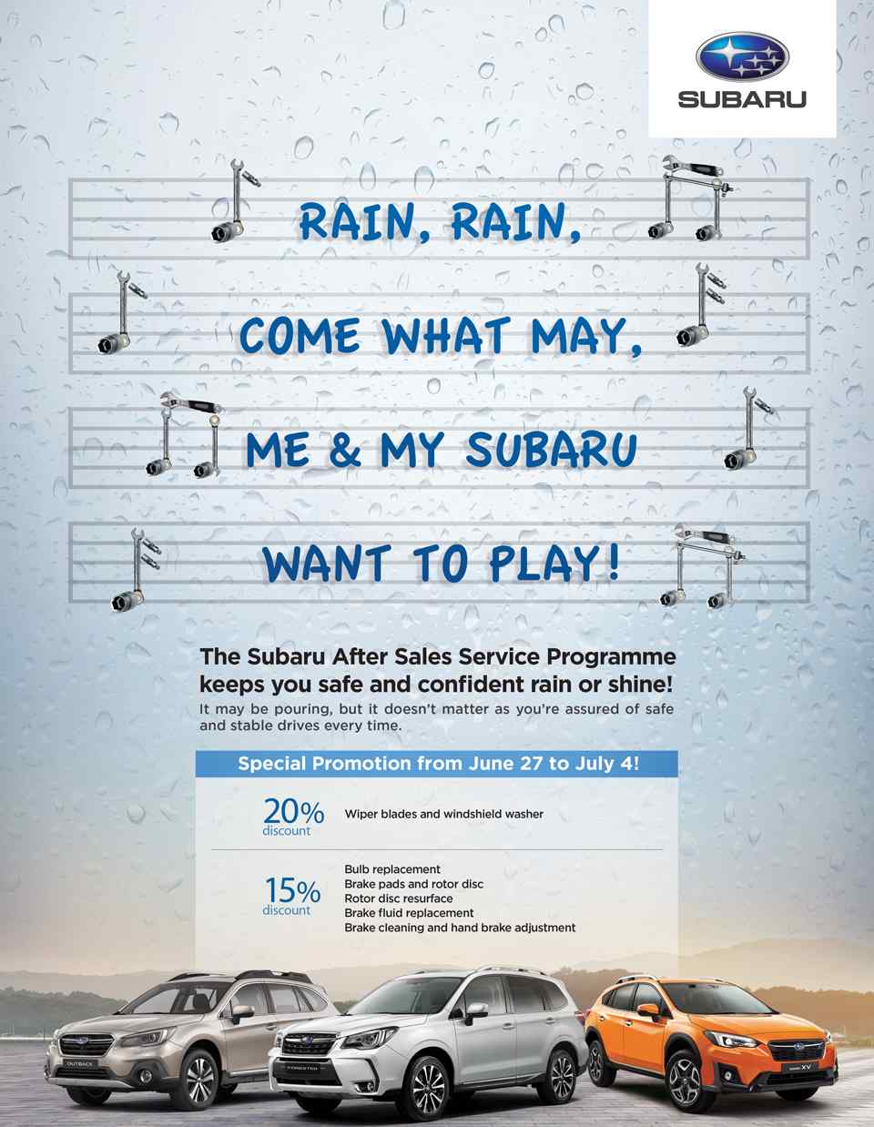 Subaru PH offers up to 20-percent discount on select parts and service