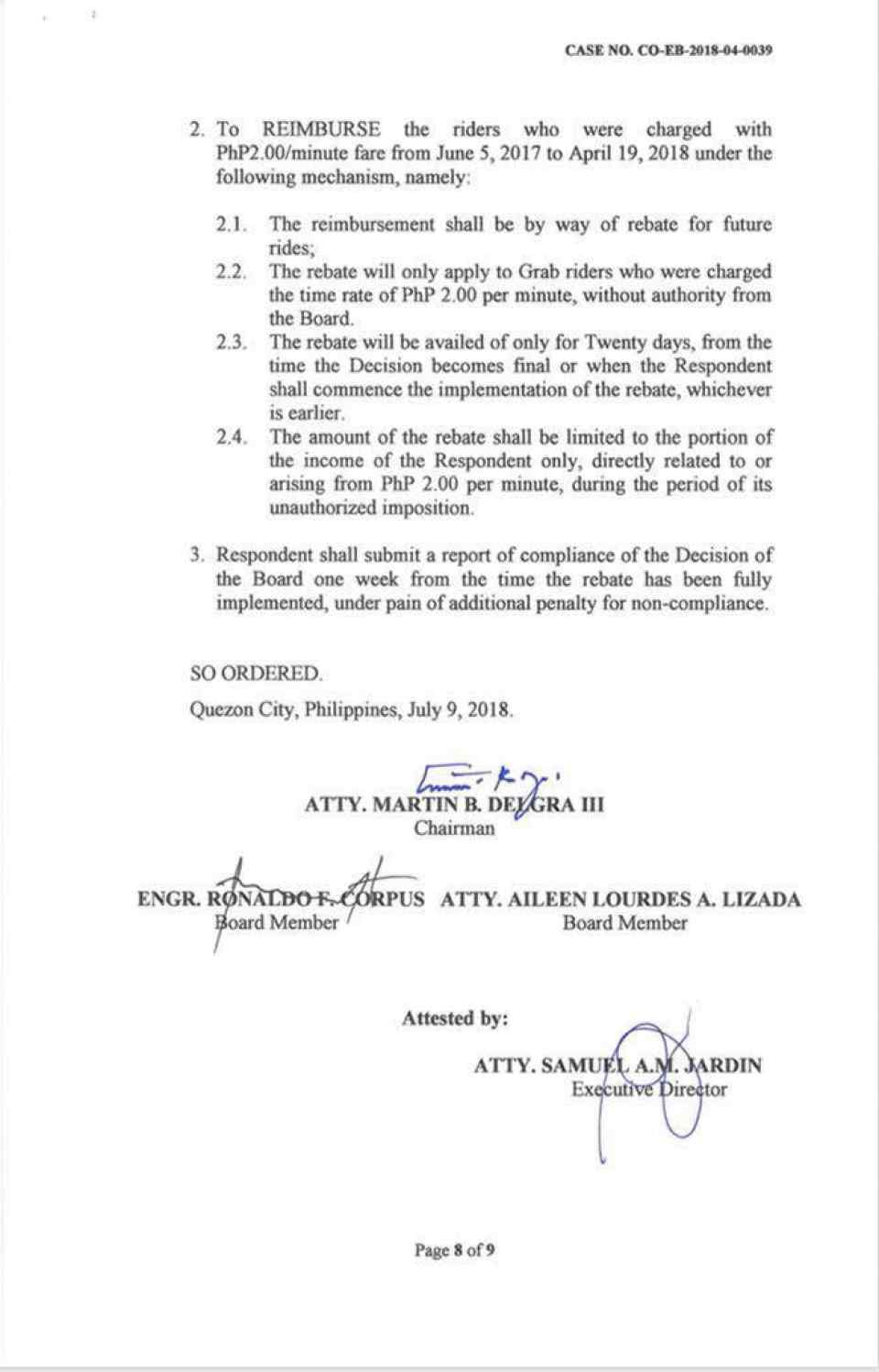 LTFRB orders Grab to reimburse passengers, pay PhP 10 million fine