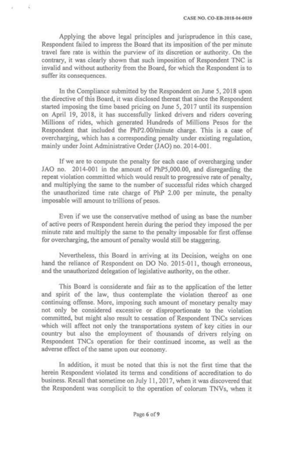 LTFRB orders Grab to reimburse passengers, pay PhP 10 million fine