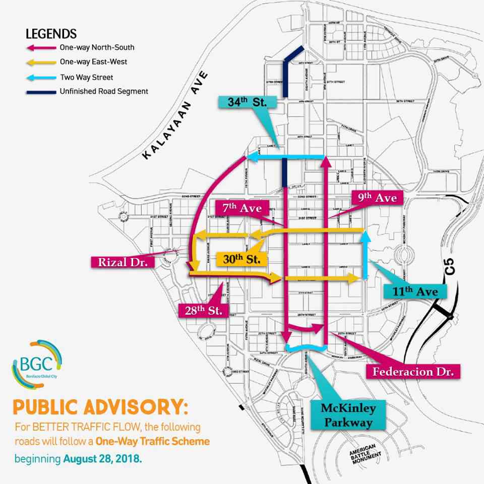 BGC to implement a one-way traffic scheme on August 28