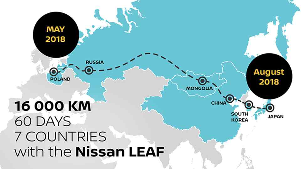Nissan Leaf completes 16,000 km cross-continent journey