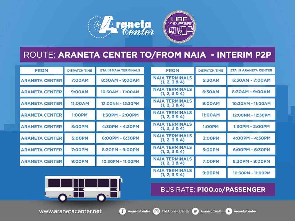 Travel to and from NAIA for just Php 100 in new P2P bus