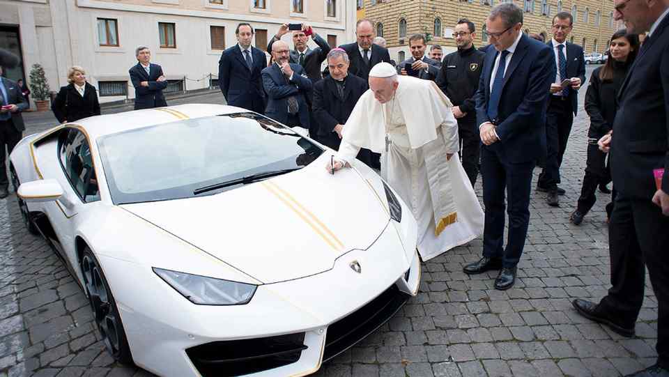 Donate and win the #Blessed Lamborghini Huracan signed by Pope Francis