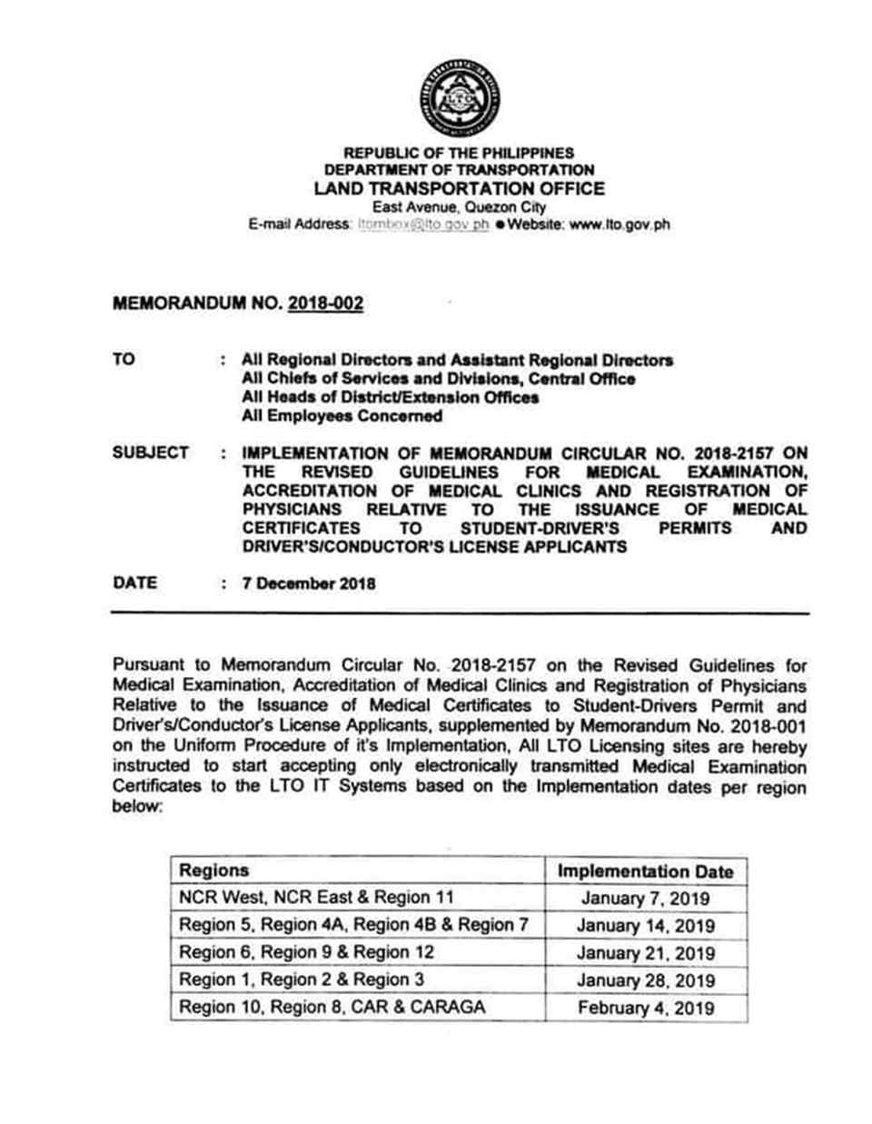 LTO: New, renewal license applicants to submit medical certificates online